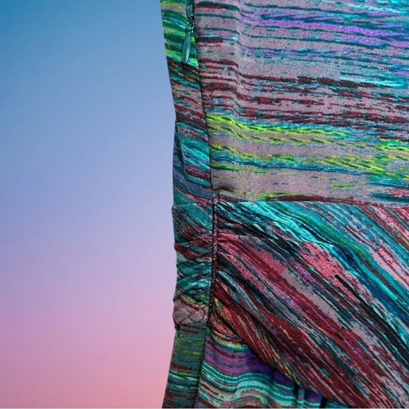 Maggy Boutique Paintstroke Peacock Multi-Colored Dress size 10 - Picture 4 of 6